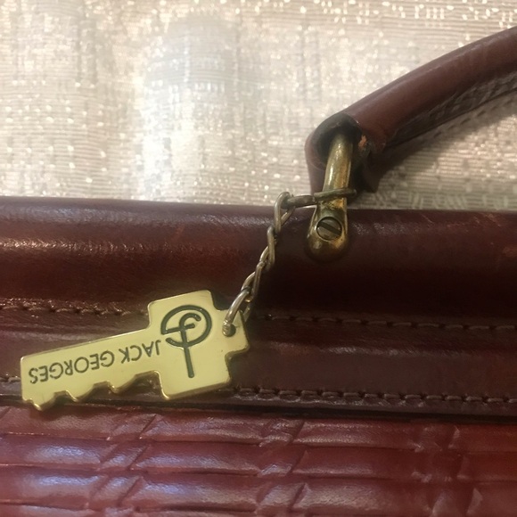 Jack George cognac color Leather Adjustable Strap Crossbody Briefcase - Picture 5 of 16